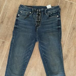 Lace up skinny jeans